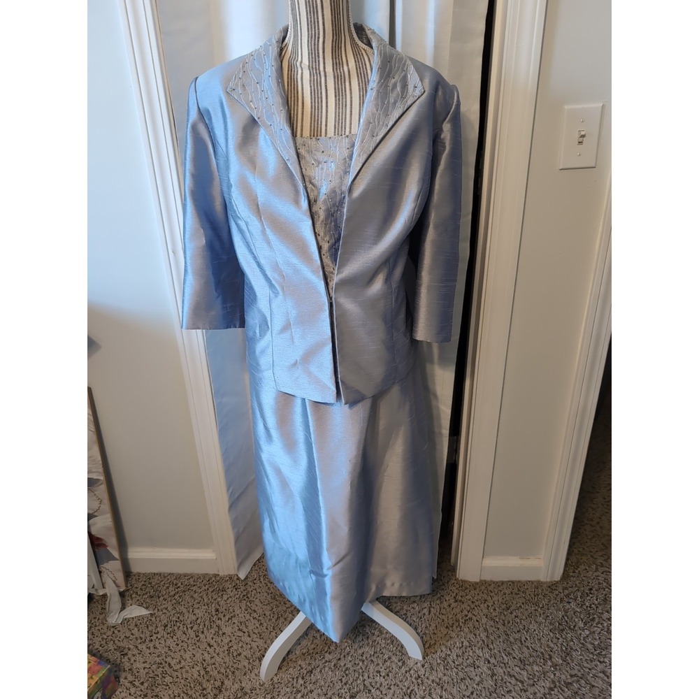 Alex Evenings Vintage Women's Lilac 2-Piece Maxi Dress & Jacket Beaded Sz 18P